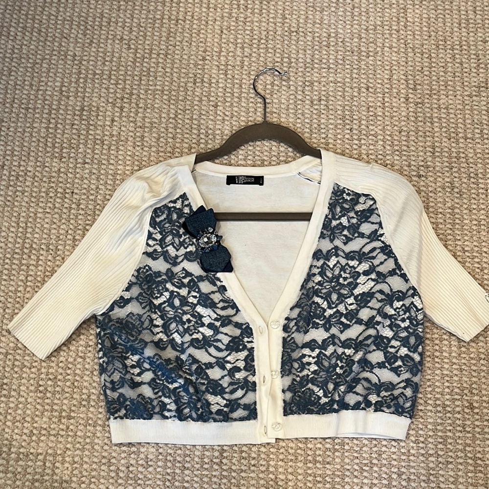 Beautiful sweater goes w denim dress for sale in closet